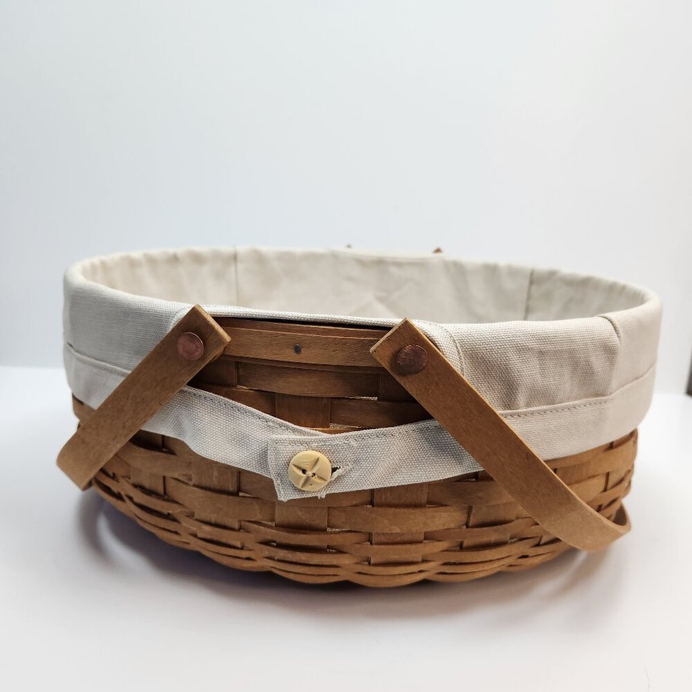 Longaberger 2010 Warm Brown Bakers Basket Protector Riser Wood Bottom Never Use